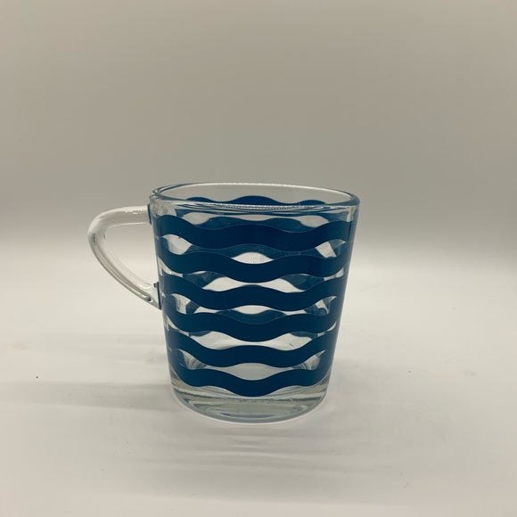 IKEA Glass coffee or tea cups.  Discontinued WAVE design.  Aqua blue! - Picture 3 of 10